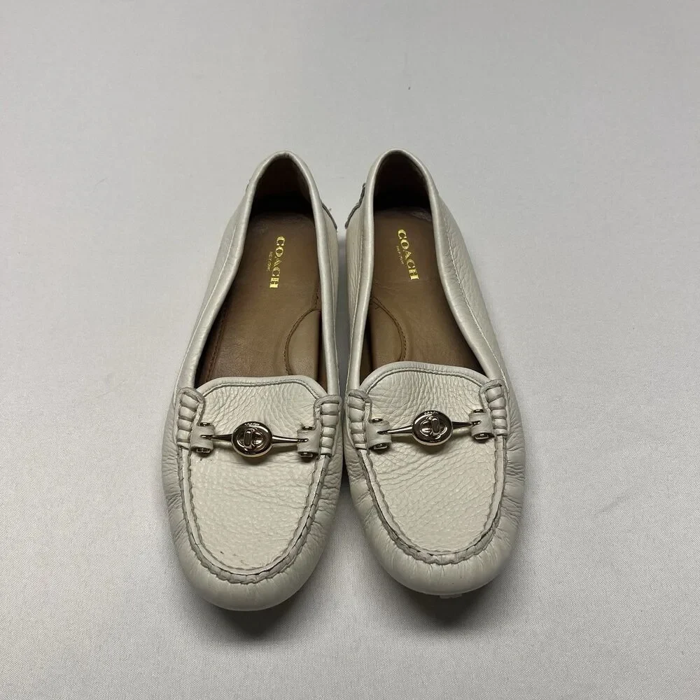 Coach White Leather Arlene Loafer Flats Size 8